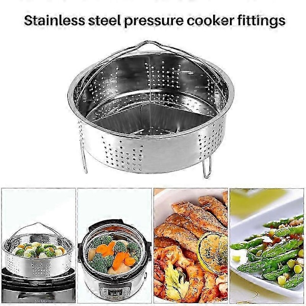 3 stk./sæt Trykkoger Tilbehør Rustfrit Stål Kurv med Æggedamper Stativ, Divider kompatibel med Kitc