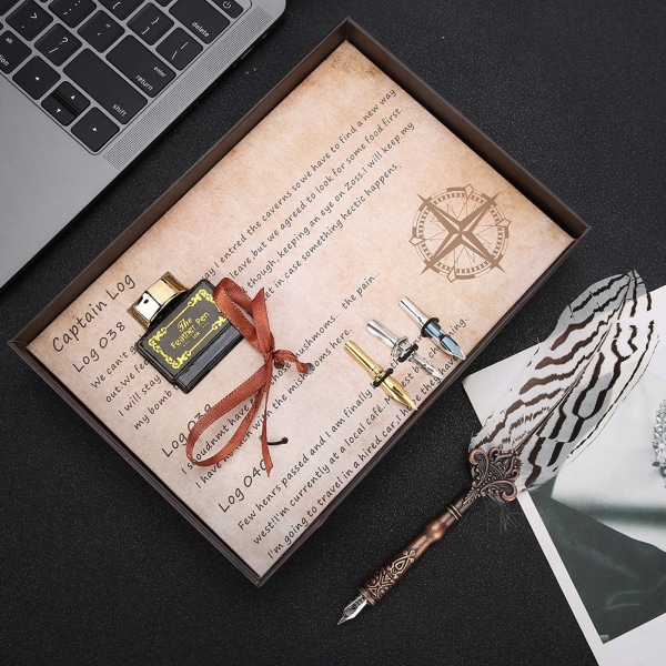 Signature White Feather Pen Set - Retro Craft Collection til elegant banketskrivning