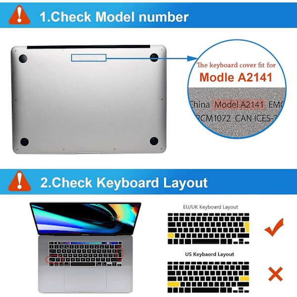 Tangentbordsskydd Kompatibelt för 2019 Macbook Pro 16 Tum Touch Bar (modell A2141), Qwerty Eu-layout, Klar Tpu