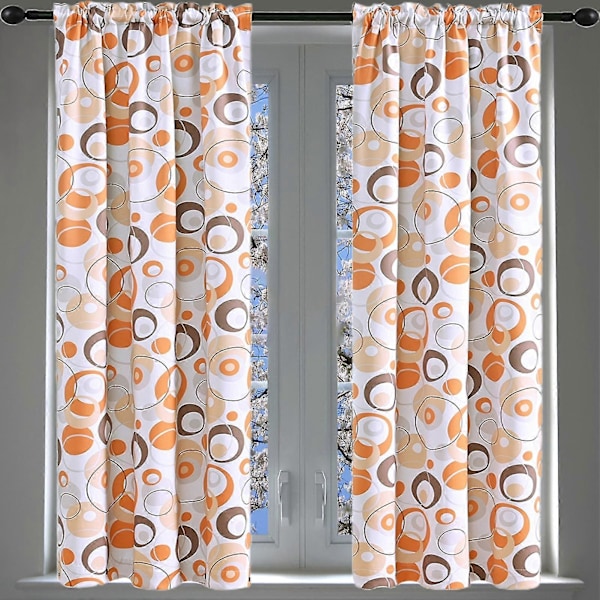 Vindusgardin Lystett Enkel å Installere Polyester Sirkelmønster Vindusforheng Hjemmeinnredning Oransje