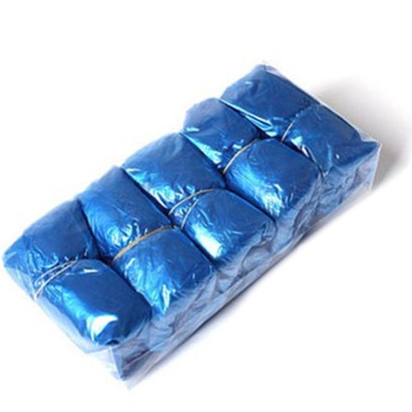 100-pack engångsskydd för skor, halkfria, dammtäta, stora PE-skoskydd för inomhusbruk, blå
