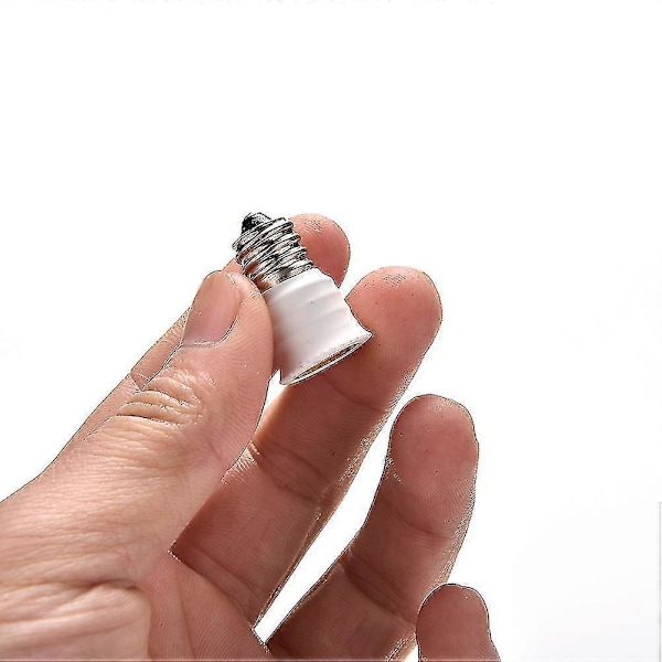 E12 til E14 Pære Lampeholder Adapter Fatningskonverter Lysbase Kandelaber Hvid