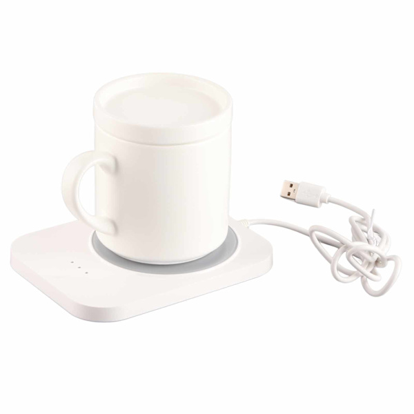 55℃ Mukikuppe Warmer USB-käyttöinen Maitokuppi Warmer 3 lämpötila-asetuksella Koti- ja Toimistopöydän Käyttöön Valkoinen