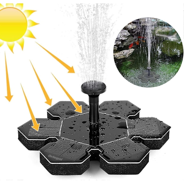 Solarfontene, utendørs solcelledam pumpe med 1,5w solcellepanel solcellepumpe vannpumpe fontene flytende fontene