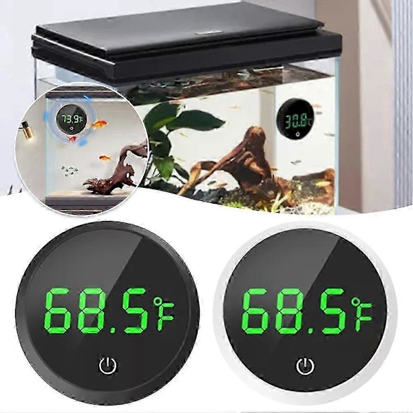 LCD Digital Akvarietermometer Trådlös Pekskärm Temperaturmätare för Terrarium Amfibier