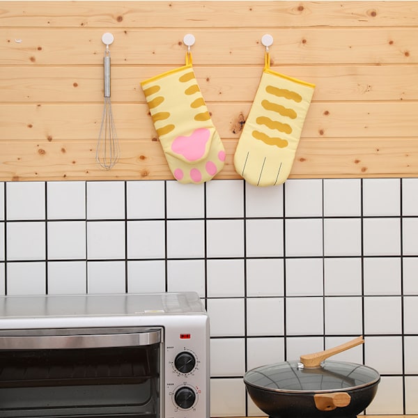 Uuninlämmönkestävät suojaavat polyesterikeittiöhansikkaat leivontaan, grillaukseen ja grillaukseen, keltaiset