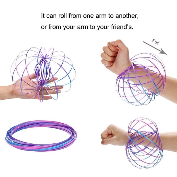 Rostfritt Stål 3D Vätskerotation Armband Färgglad Flödesring