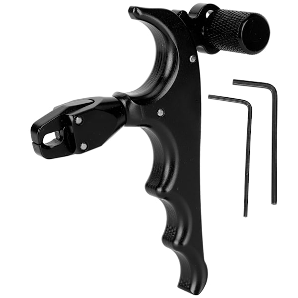 Metall 4-finger bueutløser Caliper Tommel Trigger Grip Jakt Skyting Tilbehør Svart