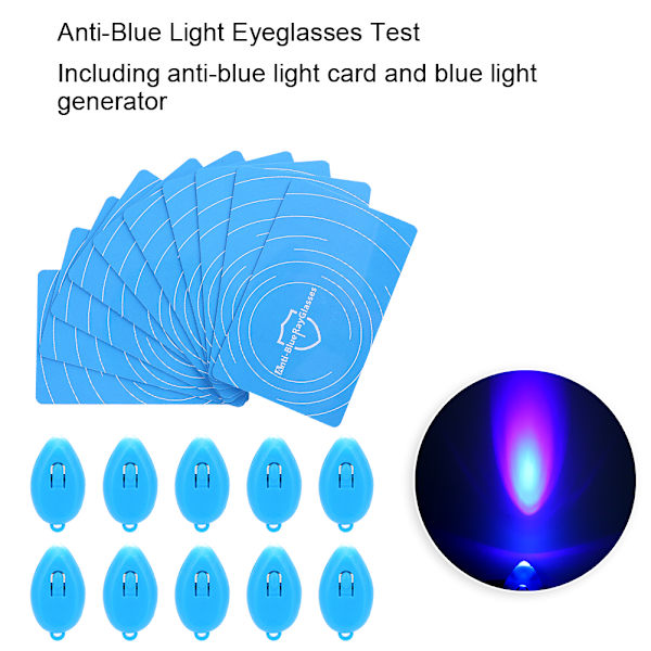 10 set Professional Anti Blue Light Test -tunnistuskortti Blue Light Generator Card