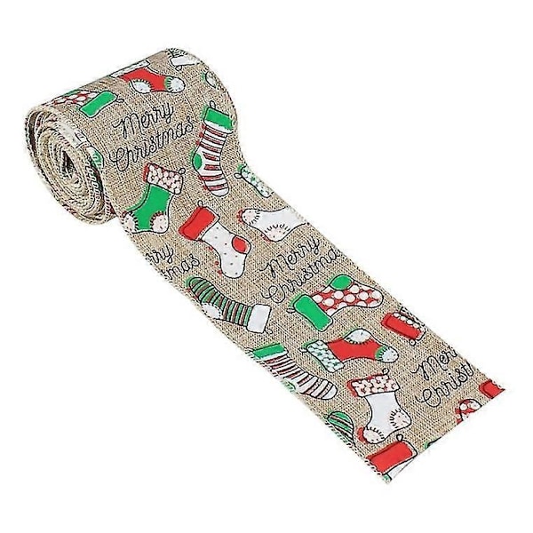 Bånd med julestrømpe-trykk dekorasjon Julebånd Juleprint Webbing Dekorationsbånd (flerfarget) (1 stk)