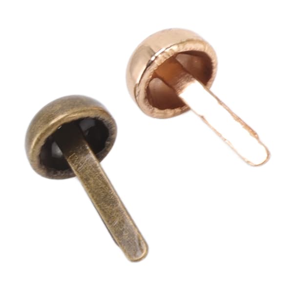 200 stk. mini-splinter 8 mm rundt hode DIY håndverk galvaniseringsprosess lys gull bronse messingfester for punkboks-pakke