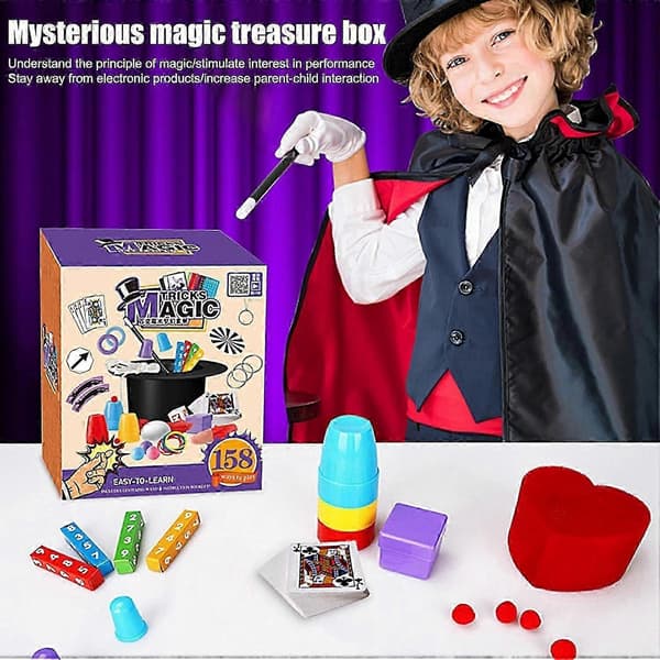 Magic Set for Kids, Beginner Magic Box with Instructions, Card Magic Toys for Ages 6-12, Unisex Toy Set