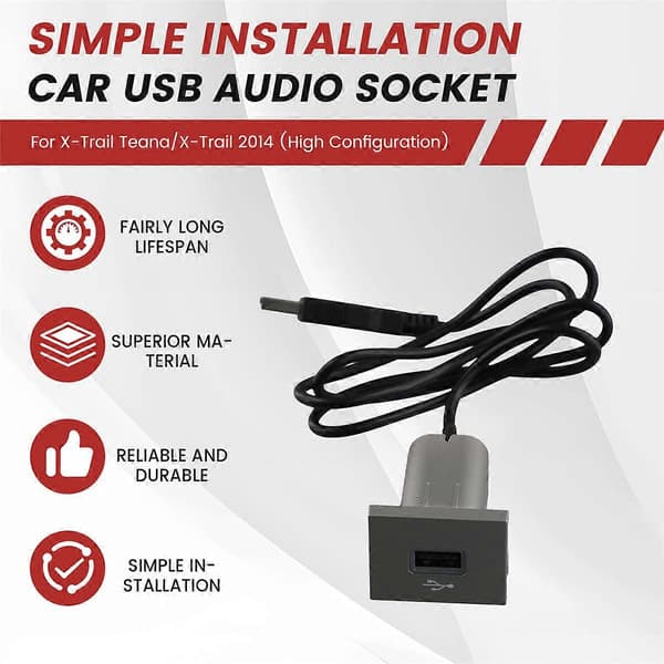 Bil USB-inngangsadapter Lydradio U-disk Flash-kontakt Grensesnittkabel for Focus 2 Mk2 2009-2011 Tilbehør SilverBlack