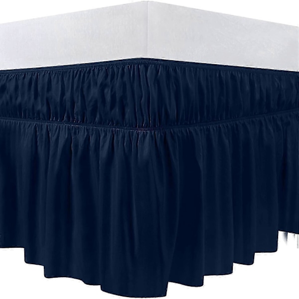 Dobbelt Elastisk Flæsekanter til Seng - Mikrofiber Flæsekanter til Seng Justerbar Enkeltseng Navy_SZXM