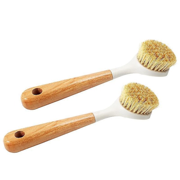 Diskborste med bambuhandtag för enkel rengöring av köket (2-pack)