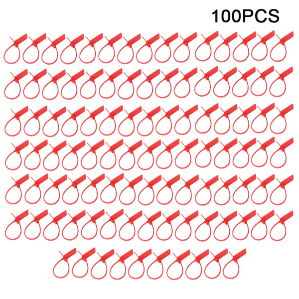 100 st Stöldskyddsetikett för engångsbruk, buntbandsidentifieringsmärke Självlåsande band (röd)