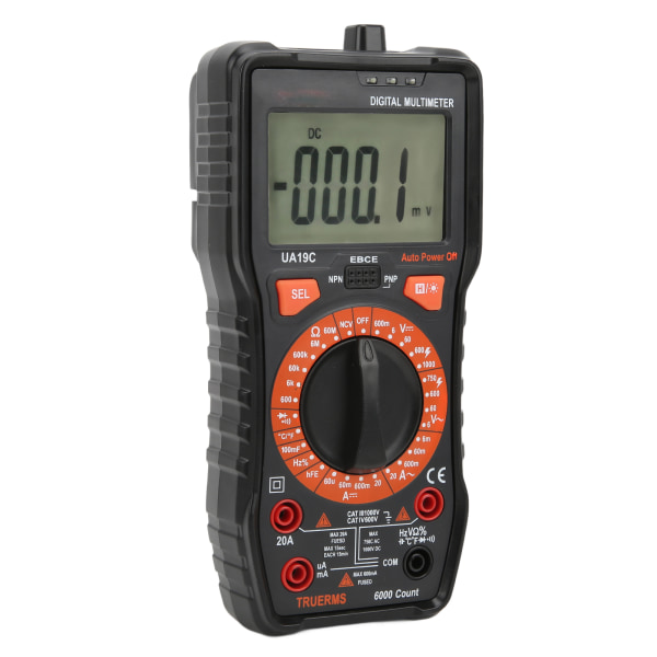 UA19C 20A/1000V LCD Elektrisk mätare Digital multimeter med hög noggrannhet och summer Bärbar och multifunktionell för familj och fabrik
