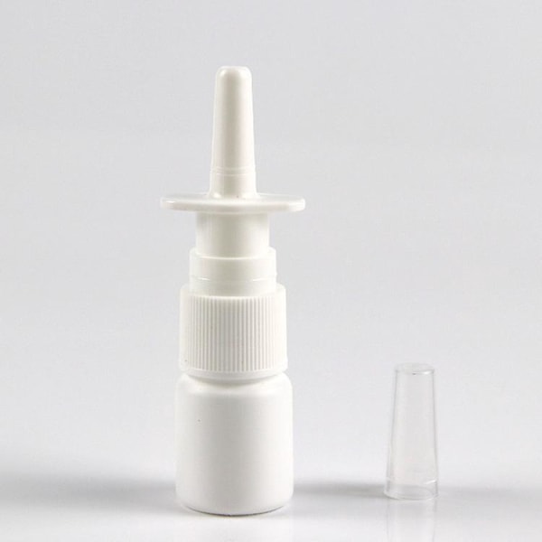 1 tyhjä muovinen suihkepullo valkoisella korkilla 5ml