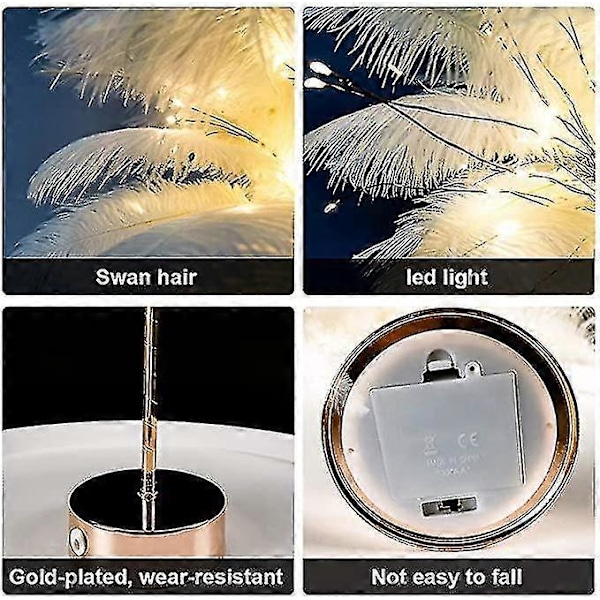 Fjærlampe med fjernkontroll - LED Nattlampe for soverom bryllup blå