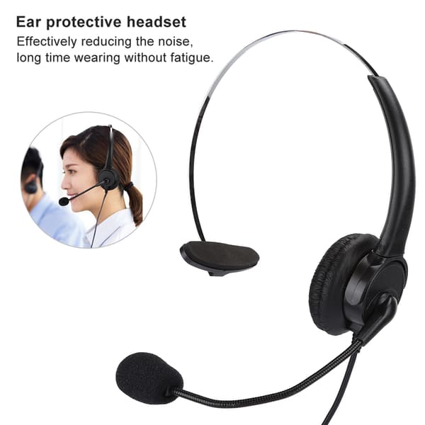 Telefon Monaural Headset Fastnettelefon Hovedtelefon med Mikrofon til Hjemmebrug