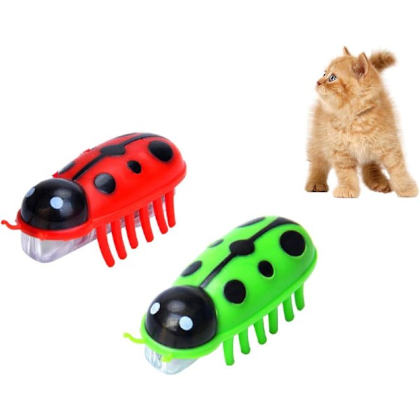 Mini Elektronisk Robot Skalbagge Katt Leksak - Interaktiv och Pedagogisk Rolig Leksak för Innekatter och Kattungar - 2-pack