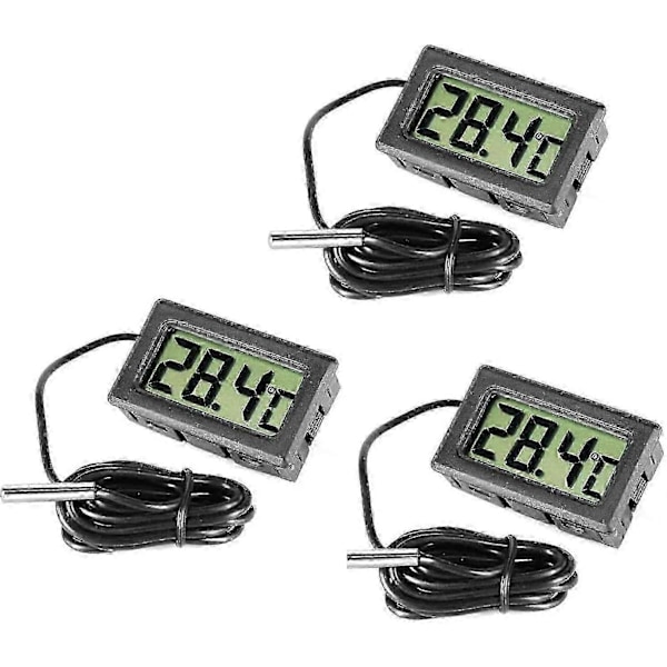 Inrigorous, 3 x Sort Digitalt Stål Køleskabsfryser Termometer med Temperaturdisplay Monitor