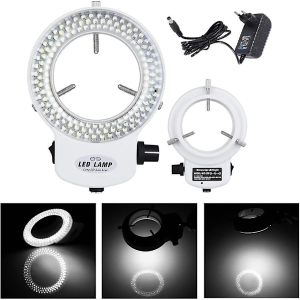 144LEDs Ringljus för Mikroskop Lampa 6000K 0-100% Dimbar Vit