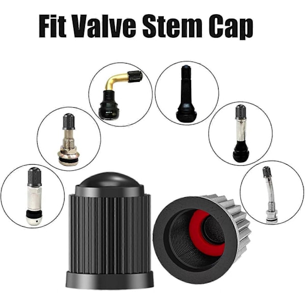 10 st Däckventilkåpor, med O-ring, Universella dammskydd för SUV, Bilar, Cyklar, Motorcyklar, Lufttät Försegling, (10-pack Svart)