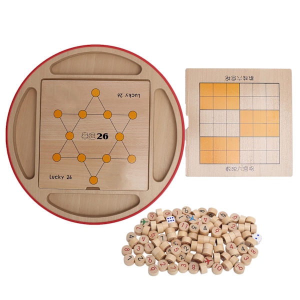 5 in 1 Sudoku Ruudukko Puinen Monitoiminen Lasten Koulutuspalapeli Pelilelu