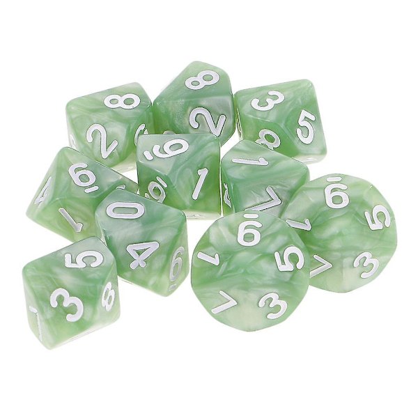10 kpl 10-sivuista noppaa D10 Monitahoiset nopat Dungeons and Dragons -peliin Vihreä