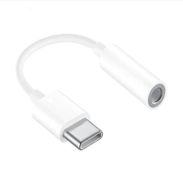 AUX o adapter USB type C til 3,5 mm jackstik, mikrofonforbindelseskabel, hvid