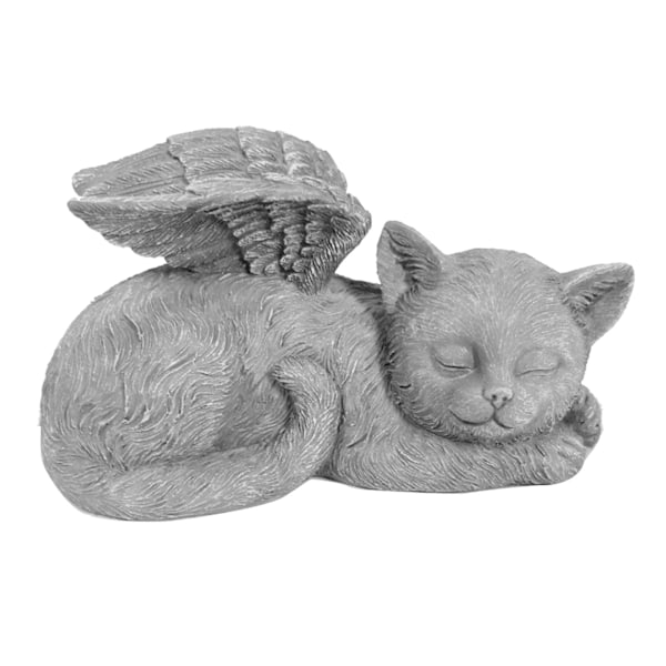 Minnesmerke for kjæledyr - Statue av sovende engel i harpiks for hage - Dekorasjon for kjæledyrgravsted - Engel - Katt