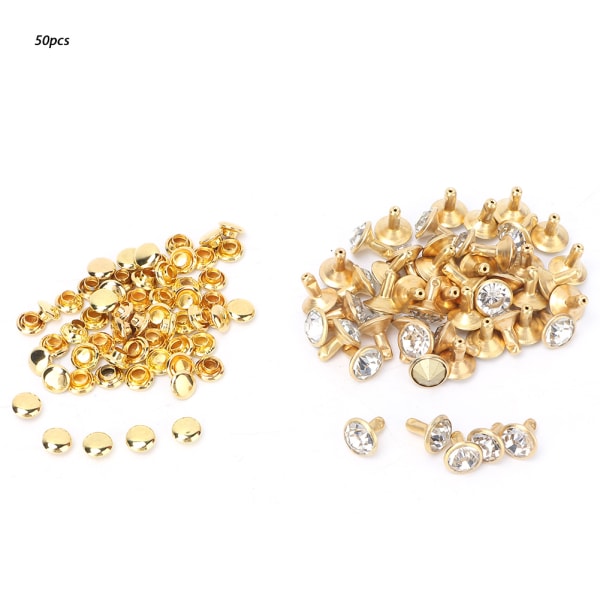 50 STK 8MM krystall Rhinestone dekorative nagler DIY skinnsko Klær nagler (hvit krystall)