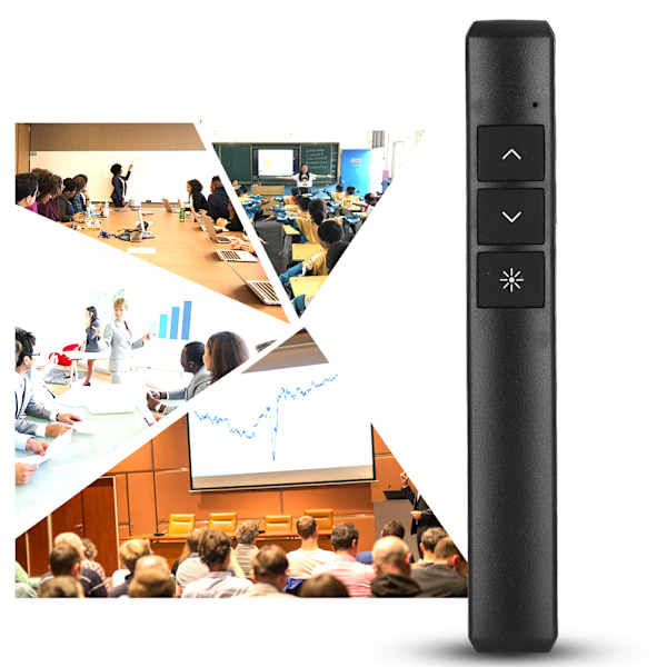 PP932 Trådløs peker PPT sidevending penn laser presentatør USB fjernkontroll presentasjonspennSvart