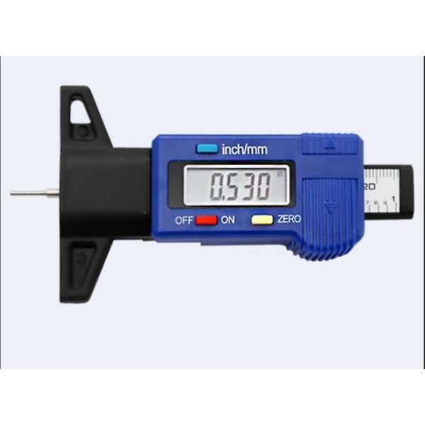 Digitaalinen renkaan kulutuspinnan syvyysmittari 0-25 mm autoille, moottoripyörille, kuorma-autoille - Metrinen/tuuman LCD-näyttö
