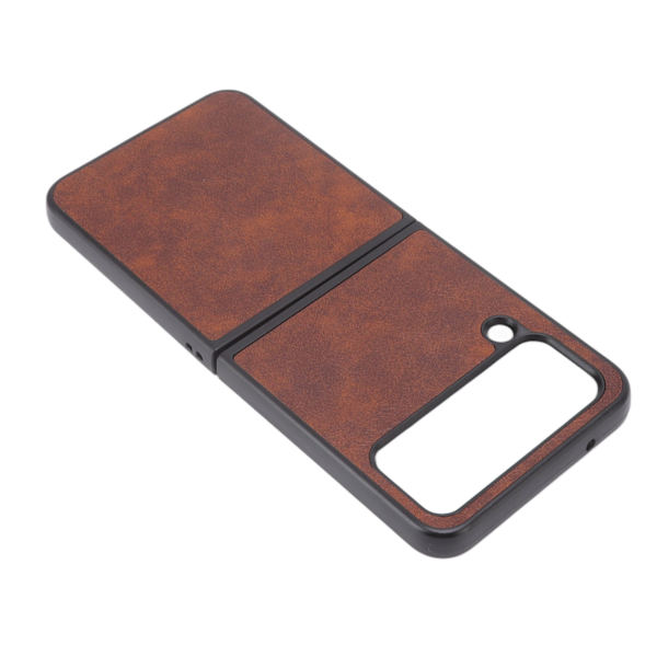 Fällbar skärm mobiltelefonfodral läder fällbar skärm telefonfodral skydd för Samsung Galaxy Z FLIP 4 brun