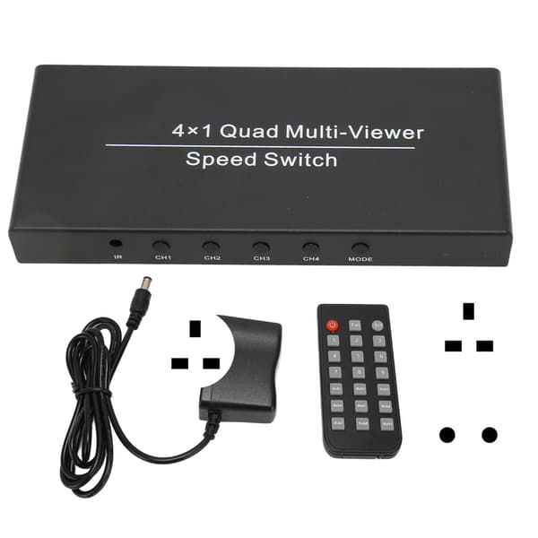 4X1 HD Multimedia Interface Multi Switcher 4 ind 1 ud 1080P ved 60Hz HD Multimedia Interface Multi Viewer 100‑240V UK Stik