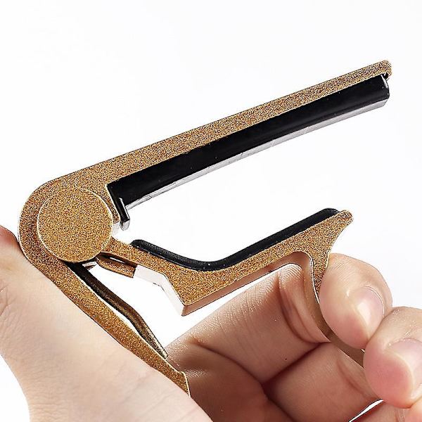 Akustisk & Elektrisk Guitar Capo, 6-strenget, Sort+Guld