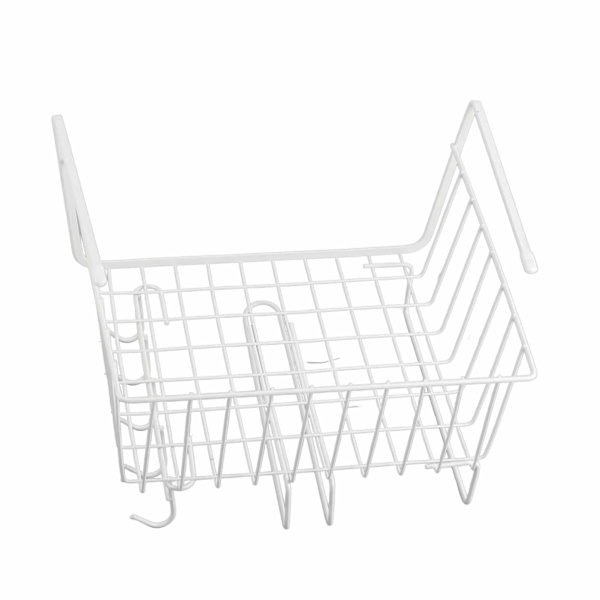 Underhyllekurv Godt bærende Underhylle Oppbevaring Jern Underskap Hylle med buet krok Hvit