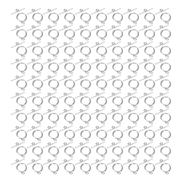 100 set med växelslås i legering 2 mm OT-spänne DIY-smyckestillverkningstillbehör för halsband armbandSilver