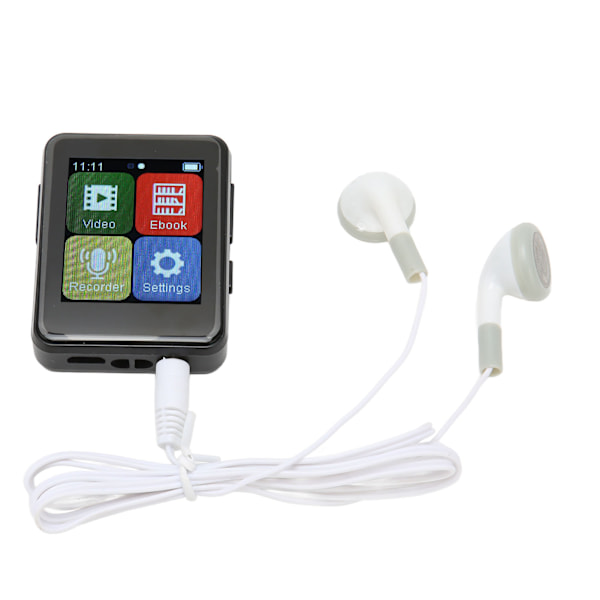 MP3-spelare Bluetooth 5.0 Intelligent HD brusreducering FM-radio Elektrisk bok 1,8 tum Full Touchscreen MP3-spelare Svart 256 GB minneskort