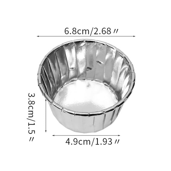 50 kpl kaksinkertaisesti käpristyneet paperikupit, lämmönkestävät leivontakuppikakut muffinikakulle (hopea)