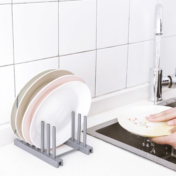1 stk avtakbar tallerkenplate tørkestativ Dreneringsbrettstativholder for kjøkkenutstyr (grå)