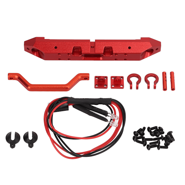 RC Front Bumper and Light Set Aluminium Alloy Simulation for AXIAL SCX24 1/24 RC Car CrawlerRed