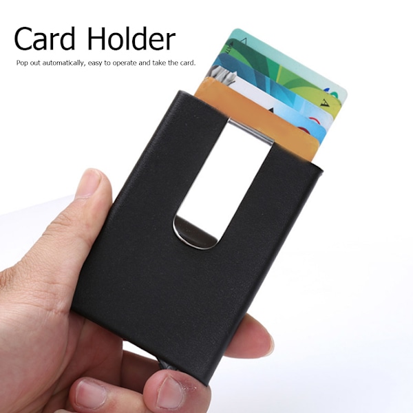 Mat Aluminium Alloy RFID Beskyttelse Kreditkort Holder Kort Taske Sort