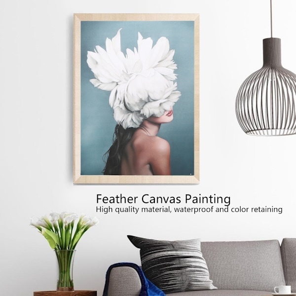 40x60cm Fjäder och flickfigur Modern stil Canvasmålning Väggkonst Bild Vardagsrumsdekor
