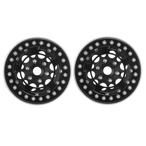 2 kpl 1,9 tuuman Beadlock-vanteet alumiiniseos CNC-työstö yleismaailmallinen RC-pyörän vanteet Crawler Black