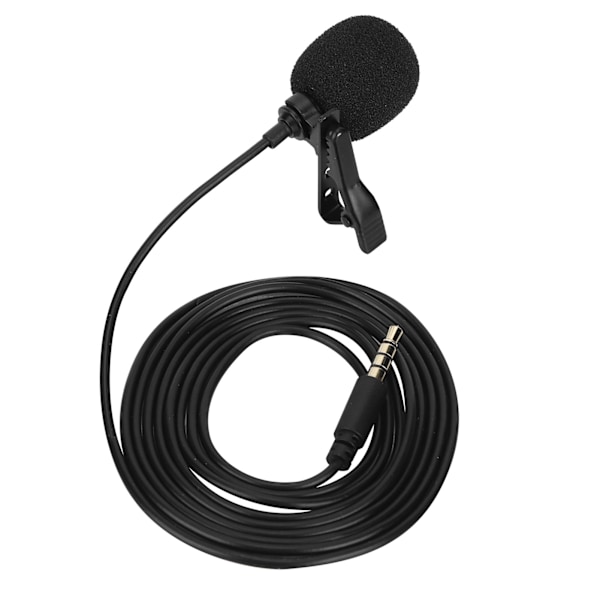Mini 3,5 mm Lavalier Clipon Mikrofon Live Broadcast Intervju MIC för Mobiltelefon Dator (1,5 m)
