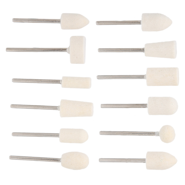 12 st Ullfilt Nagelslipning Polerhuvud Portabelt Nagelborrset Set