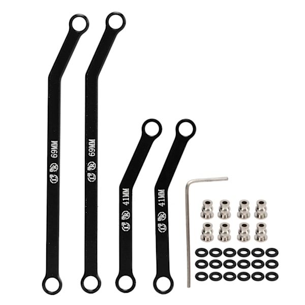 Høy klaring RC chassis koblinger sett for AXIAL SCX24 1/24 RC Crawler Bil Aluminiumlegering RC Styrestenger Trekkstenger Svart